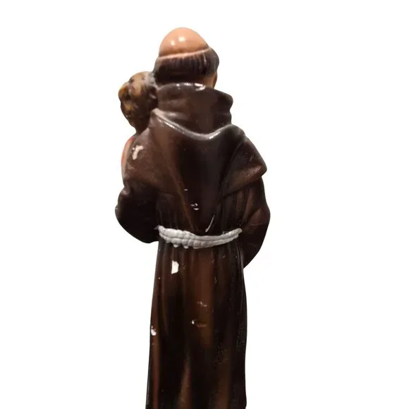Vintage Saint Anthony Chalkware Statue w/ Child Jesus - Columbia Statuary ITALY - Picture 6 of 9